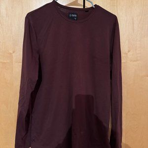 Cuts Clothing Long Sleeve Tee Size M Burgundy Curve Hem